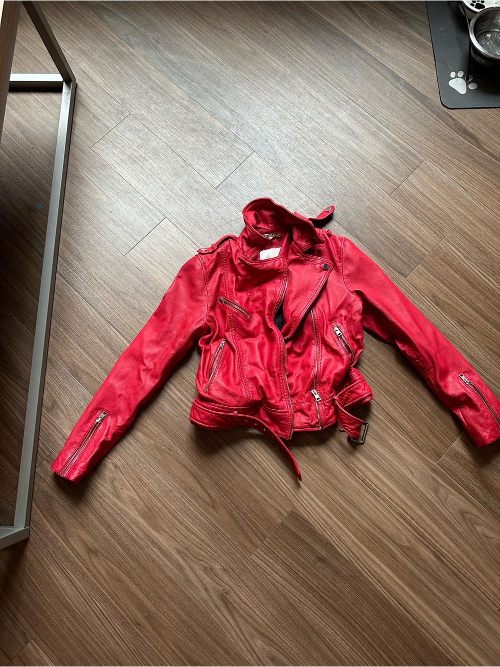 Soia & Kyo Red Leather Moto Jacket